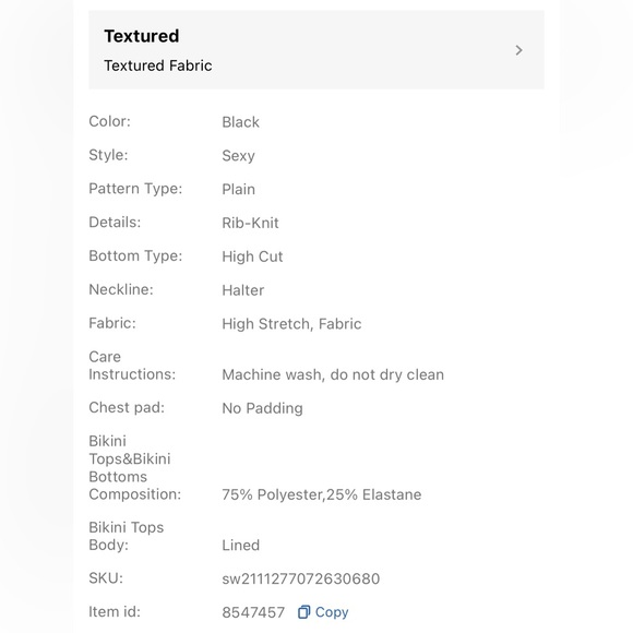 Textured Halter Push Up High Cut Bikini Swimsuit Shein - Picture 4 of 5